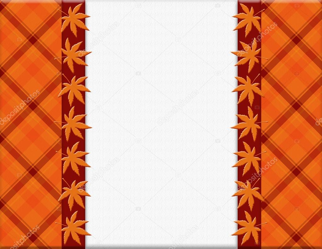 Orange Plaid and Leaves Frame for your message or invitation