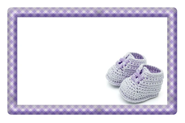 Purple and White Baby Frame for your message or invitation — Stock Photo, Image