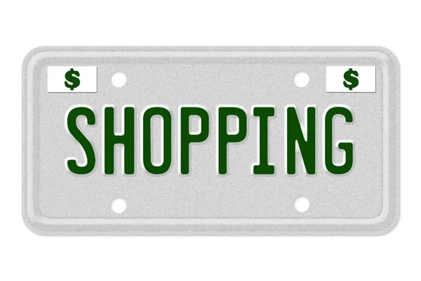 Zakupy samochodowe tablice rejestracyjne — Zdjęcie stockowe