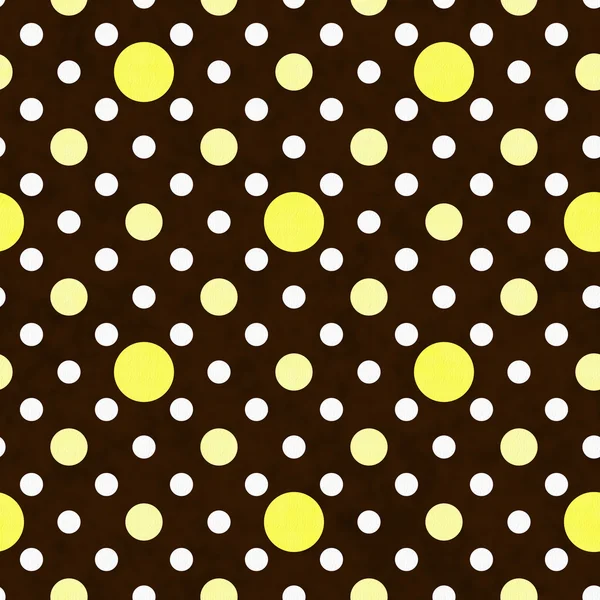 Fundo de tecido amarelo, branco e marrom Polka Dot — Fotografia de Stock