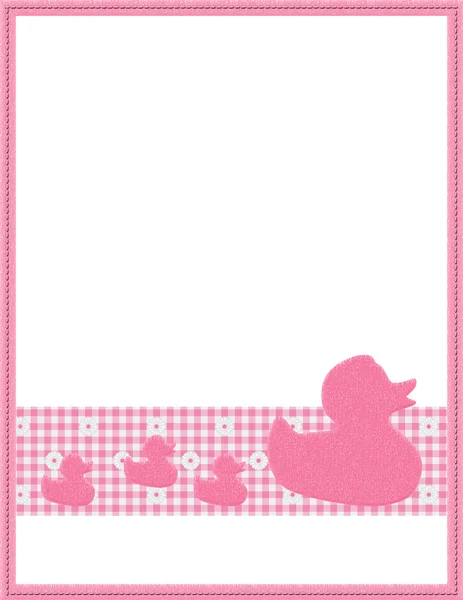 Pink Gingham Baby Frame para sua mensagem ou convite — Fotografia de Stock