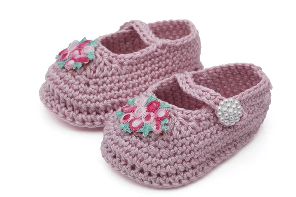 粉红色手工婴儿鞋 — 图库照片