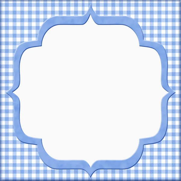 Blue Gingham Baby Frame for your message or invitation — Stock Photo, Image