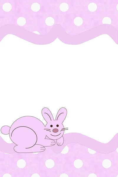 Pink and white Polka Dot background with bunny for your message — Stock Photo, Image