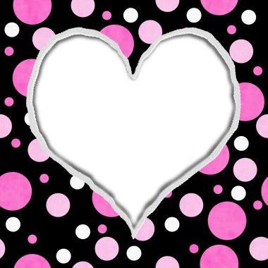 polka dot pembe ve siyah arka plan iletisi veya fatura için yırtılmış