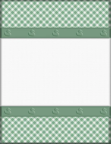 Gingham verde con sfondo nastro per il tuo messaggio o invito — Foto Stock