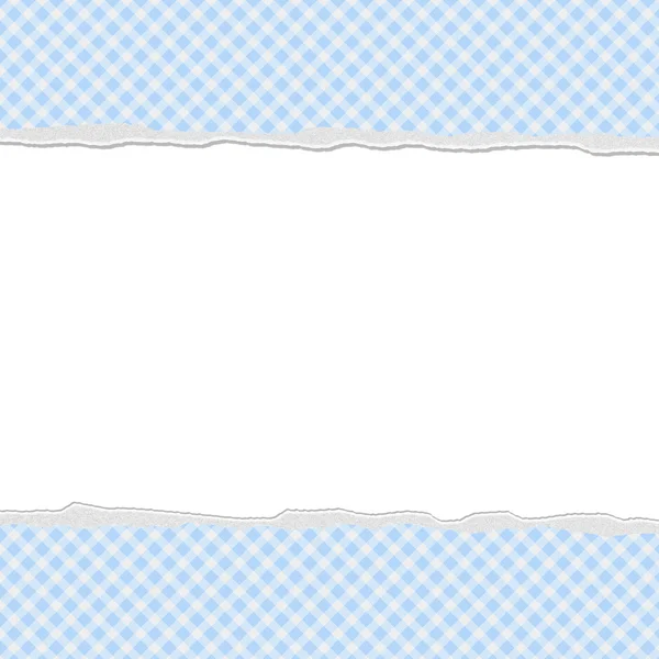 Blue Gingham Torn Background for your message or invitation — Stock Photo, Image