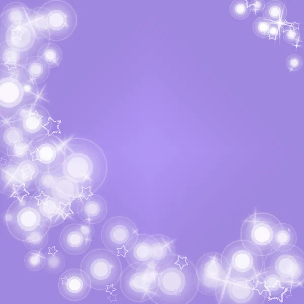 白耀斑和淡紫色背景上的星星 — 图库照片
