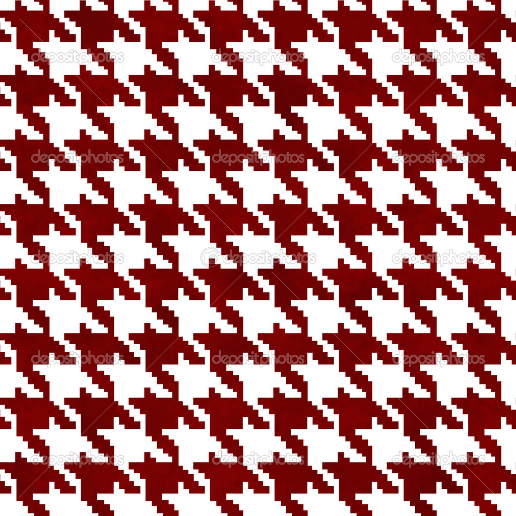 Red and White Hounds Tooth Fabric Background