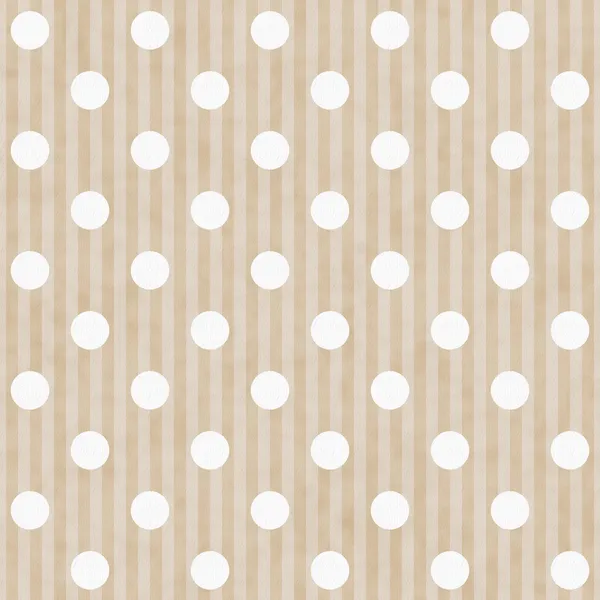 Ecru and White Polka Dot and Stripes Fabric Background — Stock Photo, Image