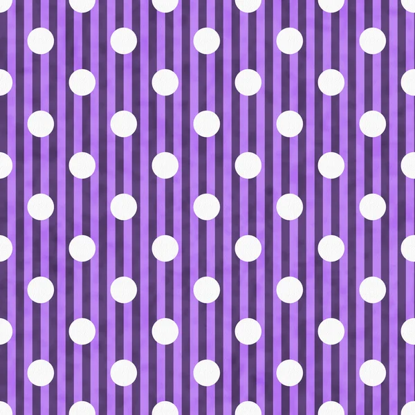 Purple and White Polka Dot and Stripes Fabric Background — Stock Photo, Image