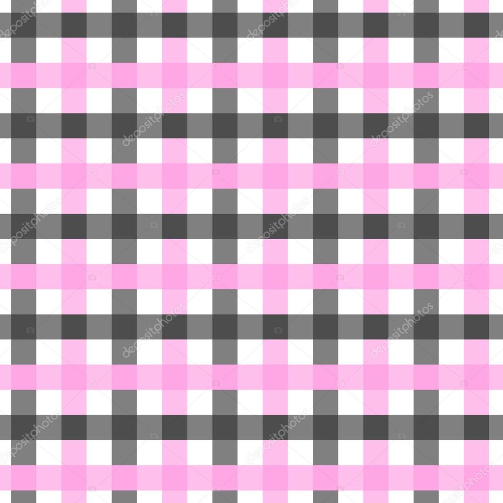 Pink, White and Black Plaid Fabric Background