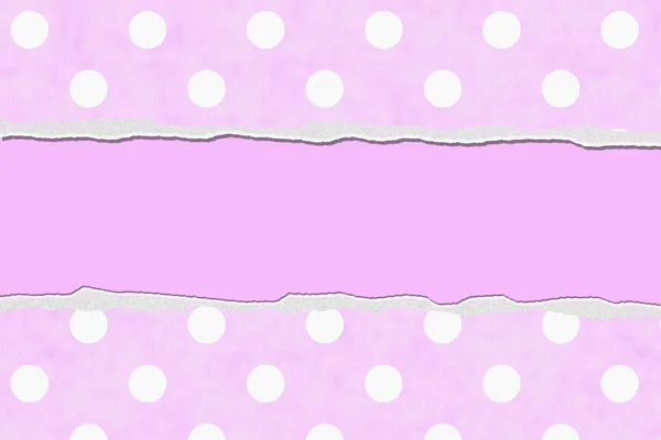 Pink Polka Dot Torn Background for your message or invitation — Stock Photo, Image