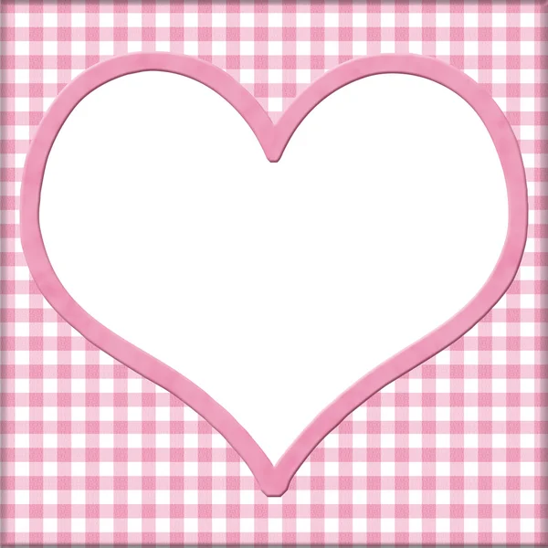 Gingham rose avec coeur blanc pour fond de message — Photo