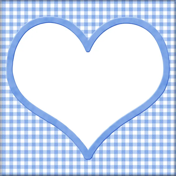 Blue Gingham con cuore bianco per lo sfondo del messaggio — Foto Stock