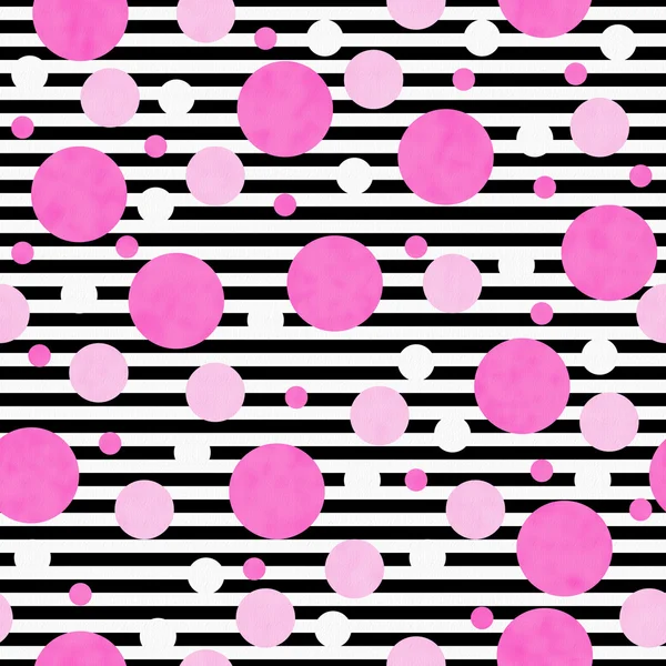 Fundo de tecido rosa, branco e preto Polka Dot — Fotografia de Stock