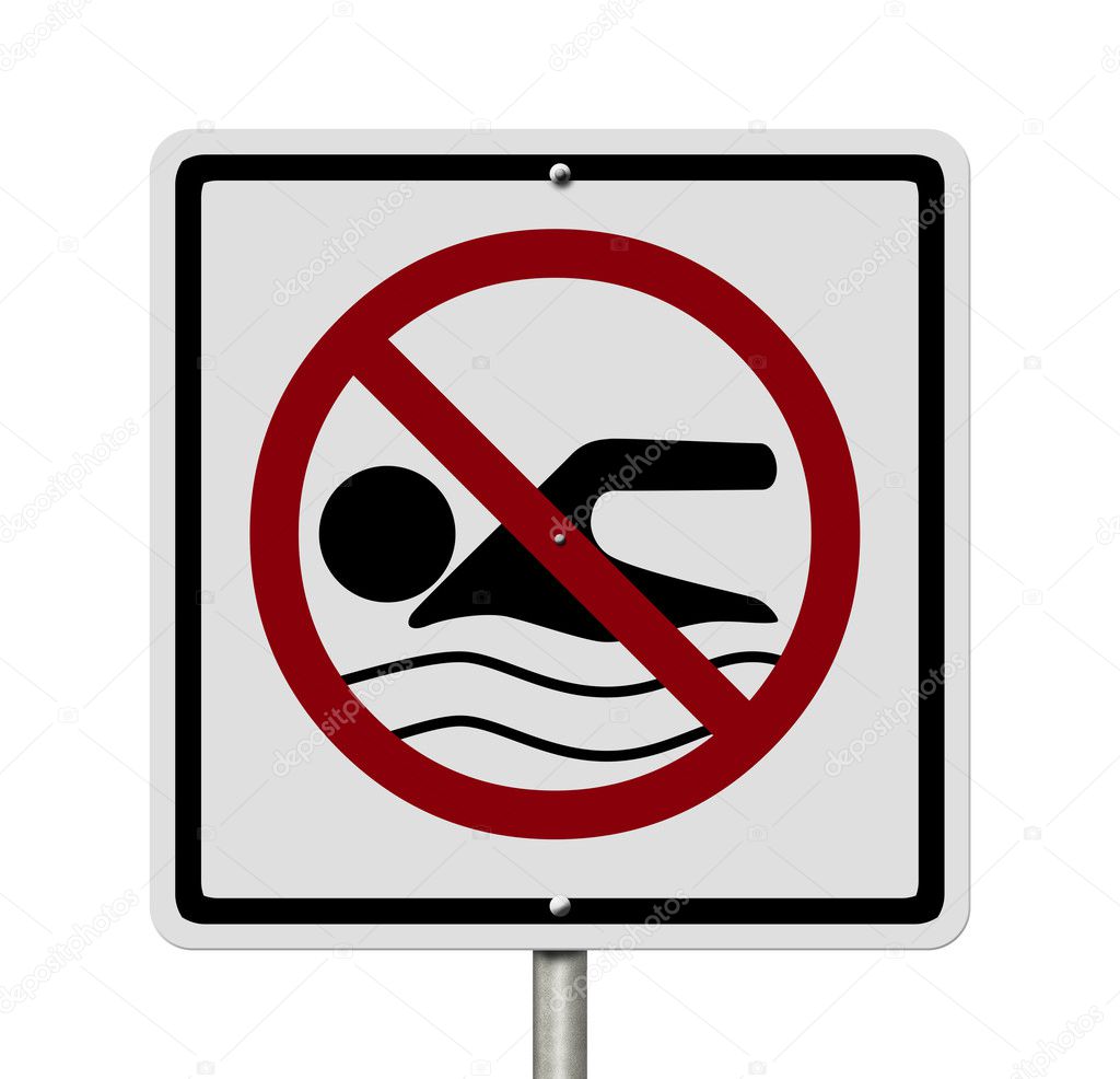 Caution No Swimming allowed — Stock Photo © karenr 29231819