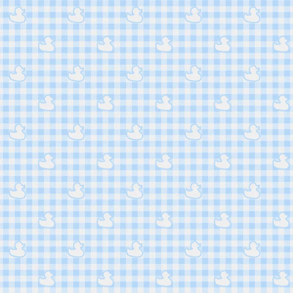 Light blue Gingham Fabric with ducks Background — Stock Photo, Image