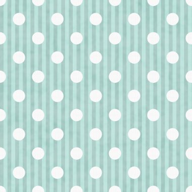 Aqua ve beyaz puantiyeli ve çizgili kumaş arka