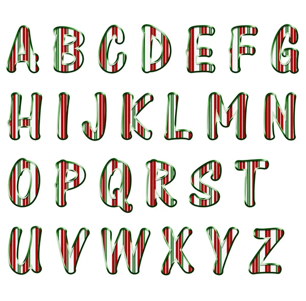 Kerstmis candy cane kleur Alfabetletters — Stockfoto