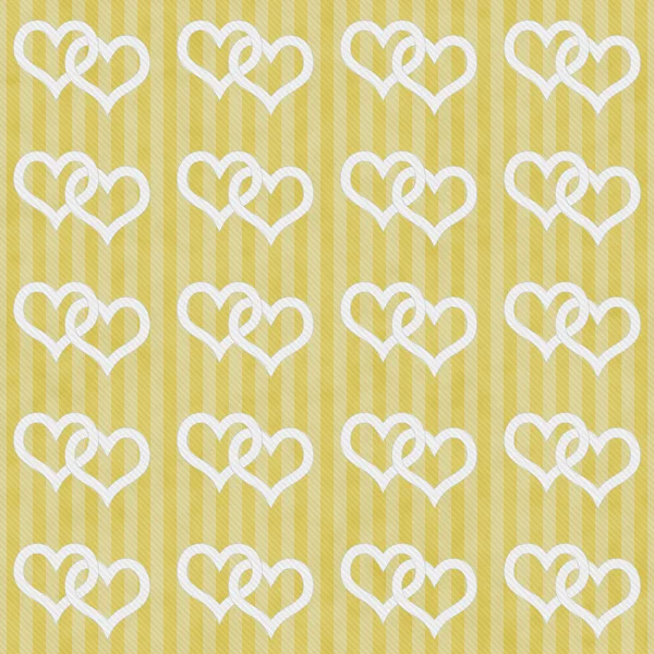 Amarelo e branco Intertravando corações e listras tecido texturizado — Fotografia de Stock