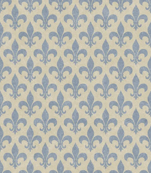 Blue and Beige Fleur De Lis Textured Fabric Background — Stock Photo, Image