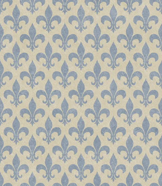 Blau und beige fleur de lis texturierten Stoff Hintergrund — Stockfoto