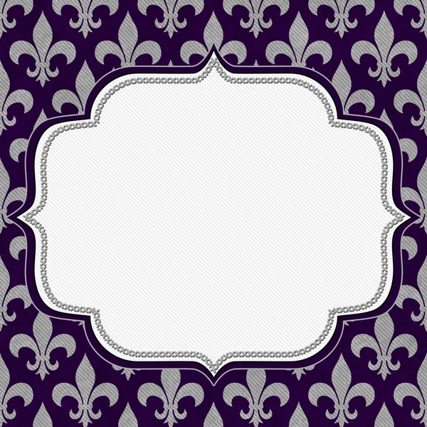 Purple and Gray Fleur De Lis Textured Fabric Background — Stock Photo, Image