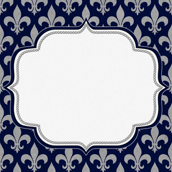 Niebieski i szary fleur de lis teksturowanej tkanina tło — Zdjęcie stockowe