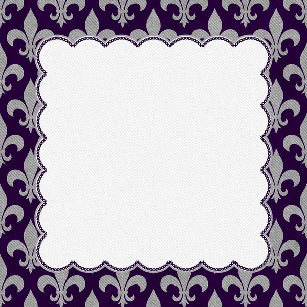 Fialové a šedé fleur de lis texturou tkaniny pozadí — Stock fotografie