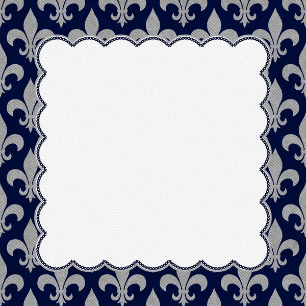 Blue and Gray Fleur De Lis Textured Fabric Background — Stock Photo, Image