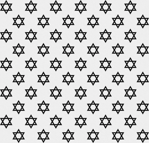 Black and White Star of David Patterned Textured Fabric Backgrou — Stock Photo, Image