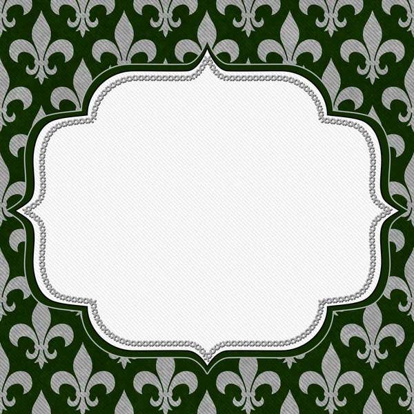 Verde e grigio fleur de lis con texture sfondo tessuto — Zdjęcie stockowe