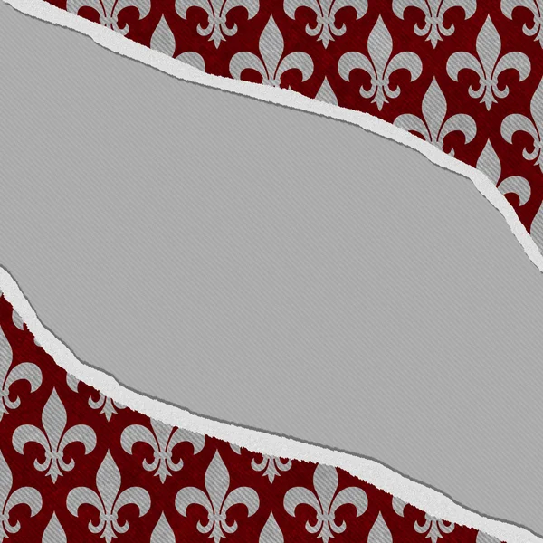 Red and Gray Fleur De Lis Textured Torn Background — Stock Photo, Image