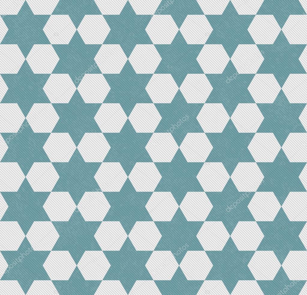 Blue and White Hexagon Patterned Textured Fabric Background