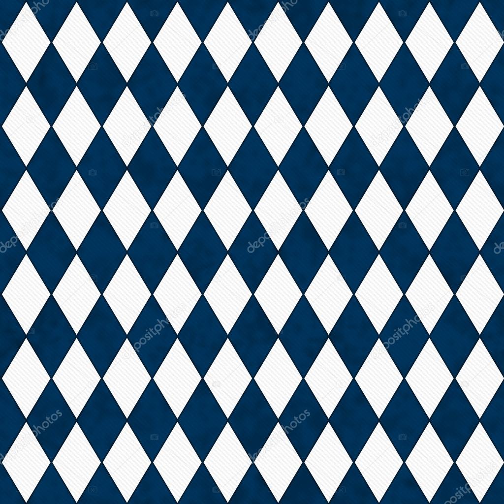 Navy Blue and White Diamond Shape Fabric Background