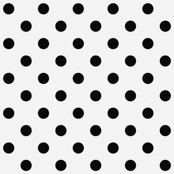 Black Polka Dots on White Textured Fabric Background — Stock Photo, Image