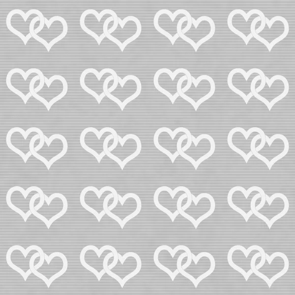 White Interwoven Hearts and Gray Thin Stripes Horizontal Texture — Stock Photo, Image