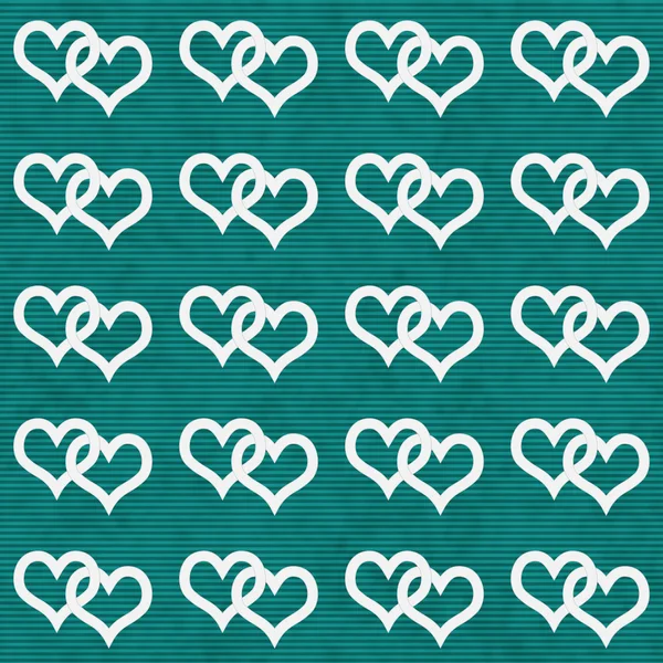 White Interwoven Hearts and Teal Thin Stripes Horizontal Texture — Stock Photo, Image