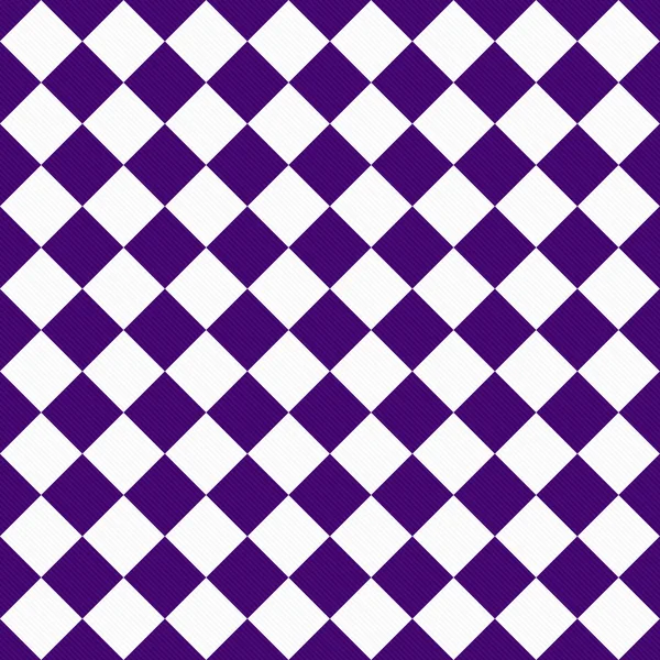 Dark Purple and White Diagonal Checkers on Textured Fabric Backg — Stock Photo, Image