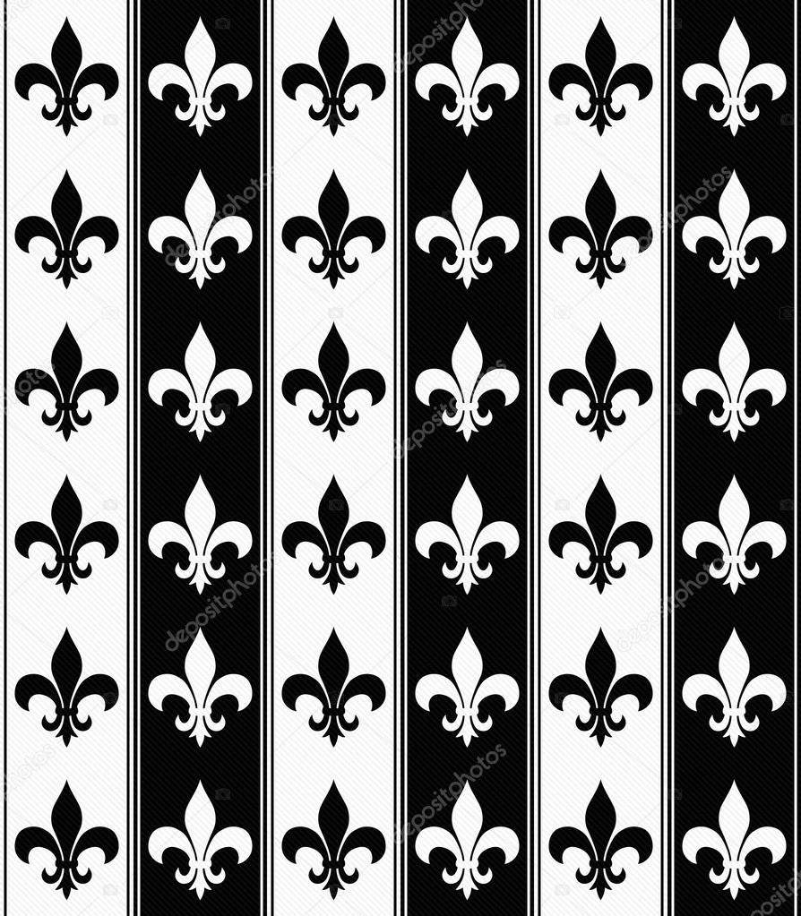Black and White Fleur De Lis Textured Fabric Background