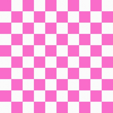 kumaş dokulu arka plan üzerinde parlak pembe ve beyaz ekose desenli
