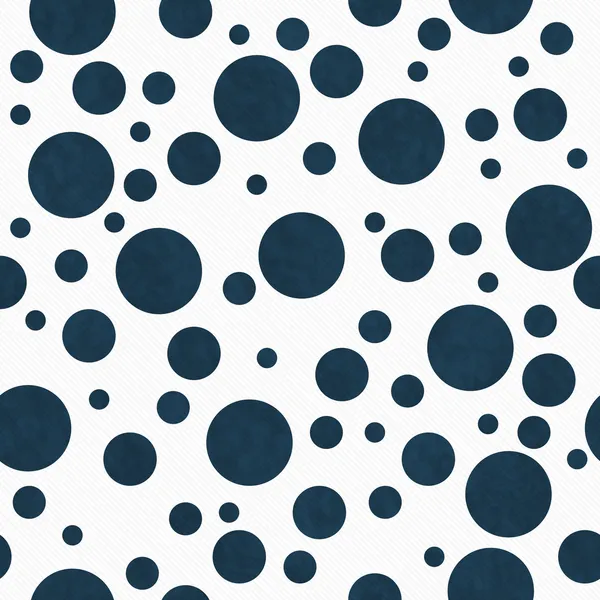 Marinho azul Polka Dots em fundo de tecido texturizado branco — Fotografia de Stock