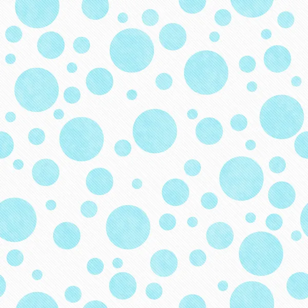 Bright Teal Polka Dots on White Textured Fabric Background — Zdjęcie stockowe