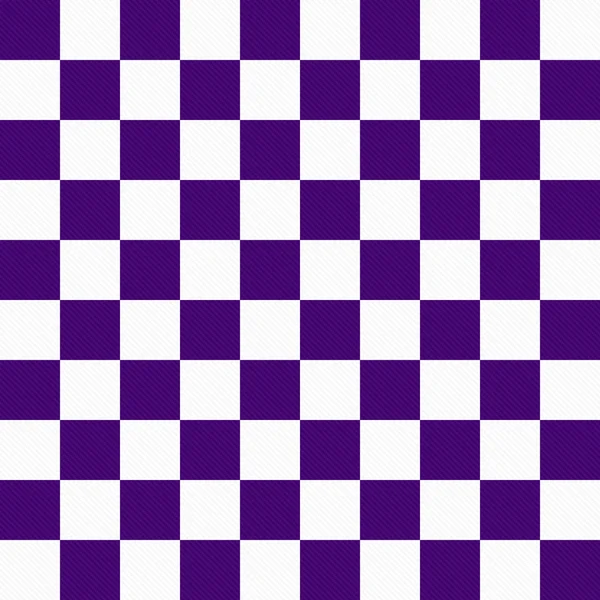 Dark Purple and White Checkers on Textured Fabric Background — Stock Photo, Image