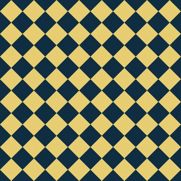 Navy Blue and Yellow Diagonal Checkers on Textured Fabric Backgr — Stock Photo, Image