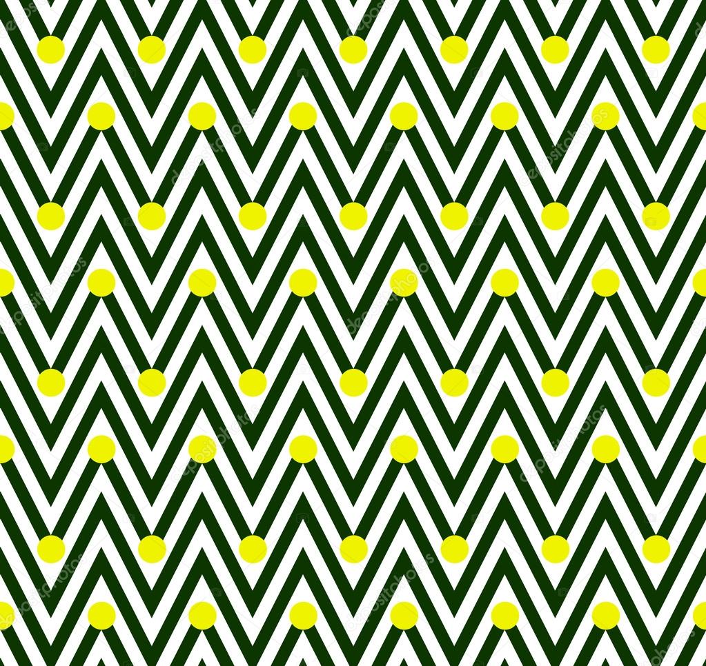 Green and White Horizontal Chevron Striped with Polka Dots Backg