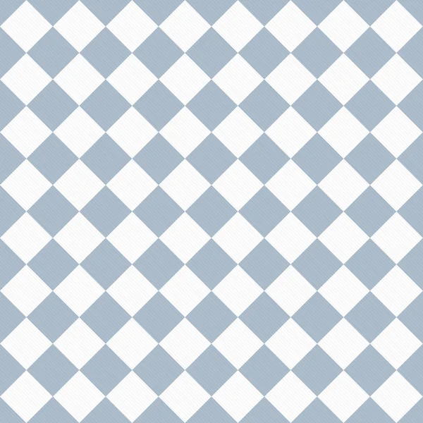 Blassblaue und weiße diagonale Karos auf texturiertem Stoffrücken — Stockfoto