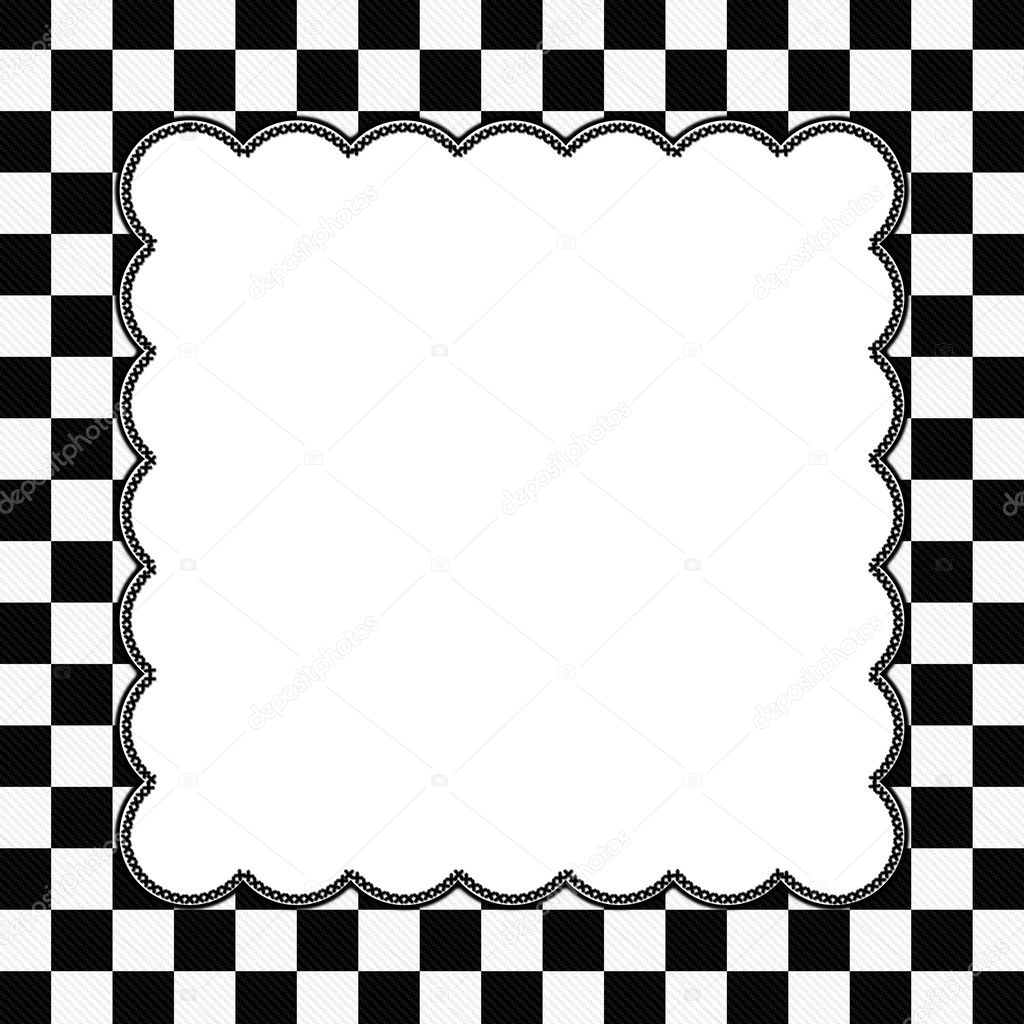 Quadro xadrez preto e branco com fundo de bordado fotos, imagens