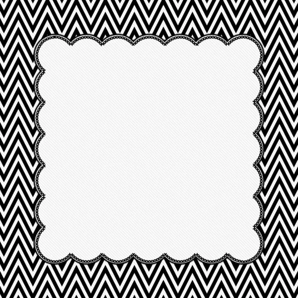 Black and White Chevron Frame with Embroidery Background — Stock Photo, Image
